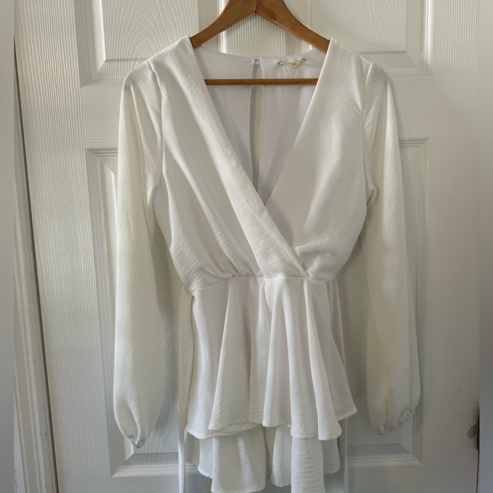 Altard state long sleeve white romper
